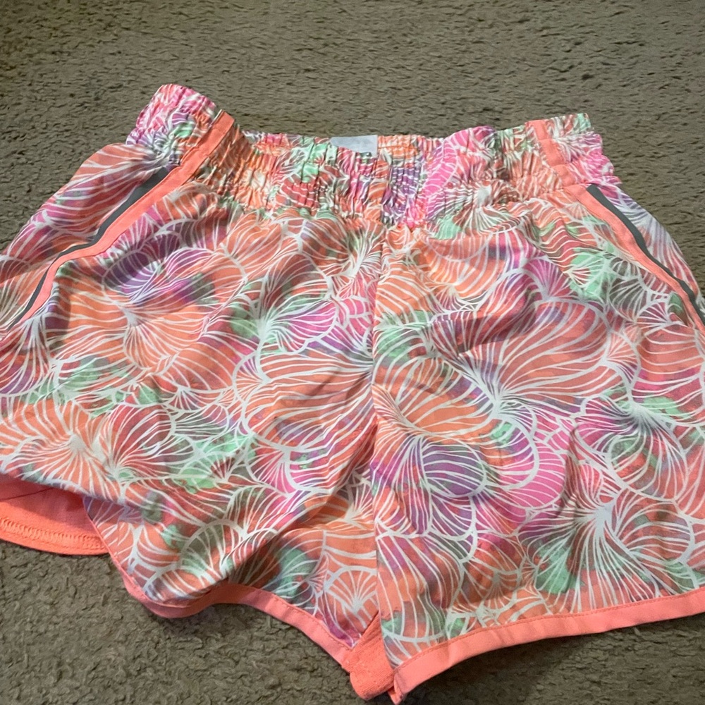 Girls Coral Multi Floral Active Shorts